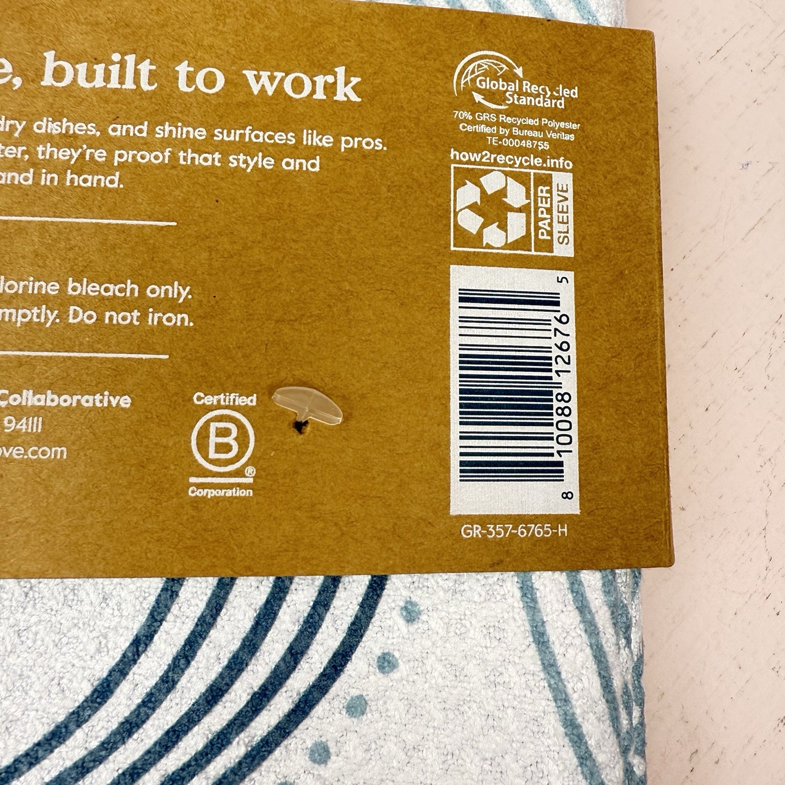 Grove Co. Waffle Weave Kitchen Towels Set of 2 Teal Blue Wavy Lines NEW