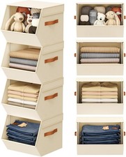 Stackable Closet Organizers and Storage Bins, Open Front Closet Shelf Organizer