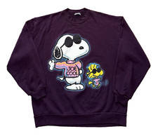 Vintage 90s Peanuts Snoopy Woodstock JOE COOL Sweatshirt Unisex Large Purple