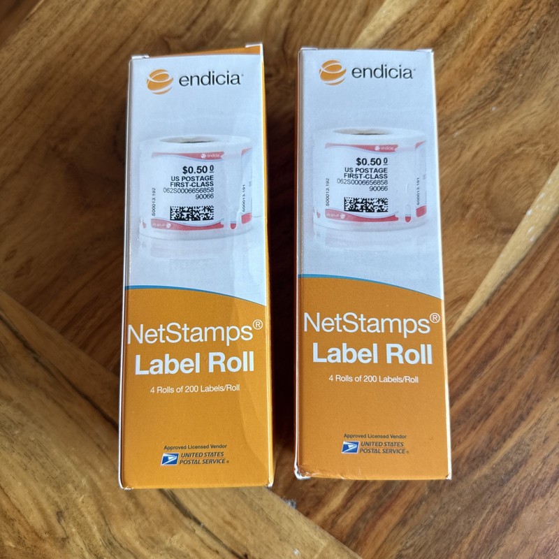 Endicia NetStamps Label Rolls (4) / 200 Labels USPS (New) X 2 Boxes