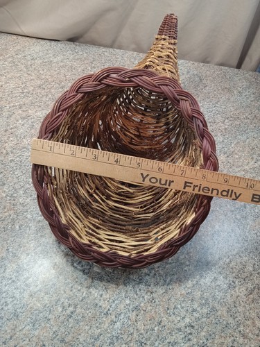 VTG Cornucopia Horn of Plenty Basket Wicker Rattan Thanksgiving 15" Centerpiece - Bild 13 von 15