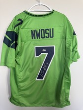 UCHENNA NWOSU AUTOGRAPHED SEATTLE SEAHAWKS CUSTOM GREEN XL JERSEY