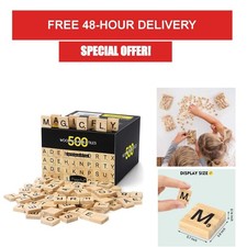 Magicfly 500 Pieces Wooden Scrabble Tiles for Crafts and Spelling