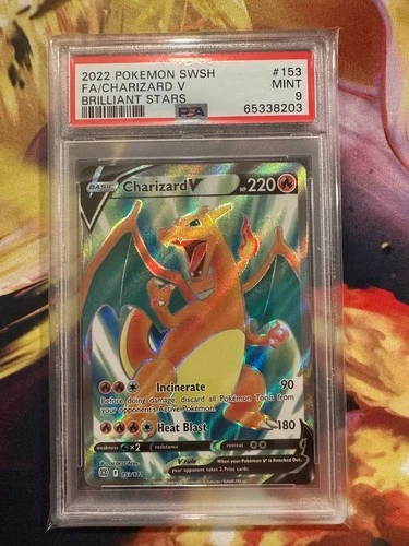 Pokemon TCG SWSH 2022 Brilliant Stars #153/172 FA/CHARIZARD V ULTRA RARE PSA 9