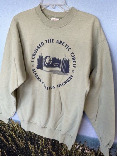 VTG 90s "I Crossed The Artic Circle" Sweatshirt Hanes Heavyweight Crewneck M