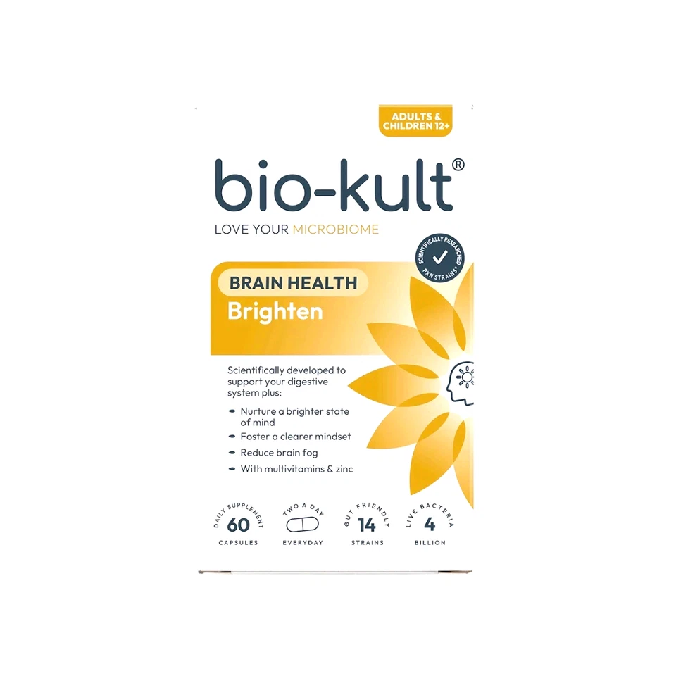 Bio-Kult Brighten Brain &Gut Health Supplement 60 Capsules (6164) expiry 08/2027