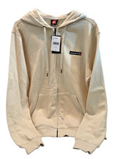 Quiksilver Full Zip Hoodie Men M Ivory QM14FT009 Cotton Blend Fleece Interior