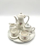 Vintage Miniature Dollhouse Tea Set 10pc Floral Japan 1960's
