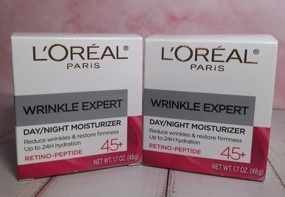 Lot of 2 L'Oreal Paris Wrinkle Expert 45+ Day/Night Moisturizer Retino-Peptide 1