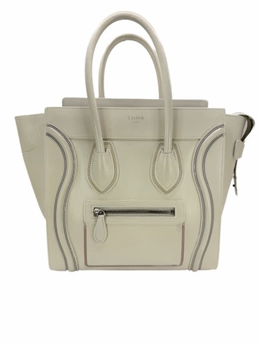 Celine Luggage Micro Tote Cream Tricolor Leather Phoebe Philo Era Bag Authentic