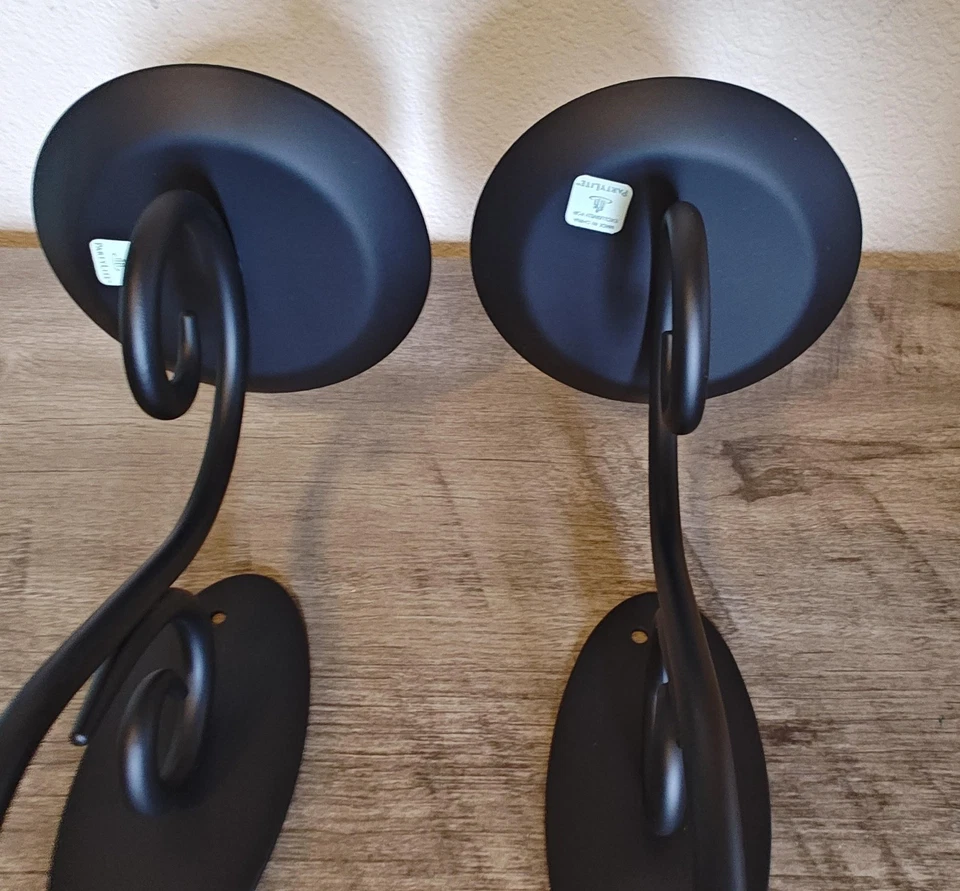 Apliques de pared PartyLite Hearthside par de candelabros de metal negro P7776 Scroll Foto 4 de 4