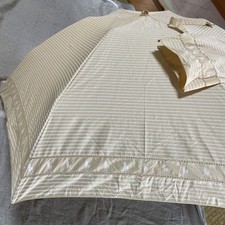 POLO RALPH LAUREN Sun Rain Folding Umbrella Beige Striped Pattern Logo