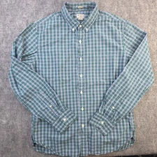 J Crew Shirt Large Slim Fit Green Blue Check Long Sleeve Button Down Cotton