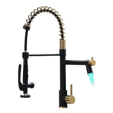 LED Kitchen Faucet with Pull Down Sprayer,Black Gold Commercial Kitchen Fauce...
