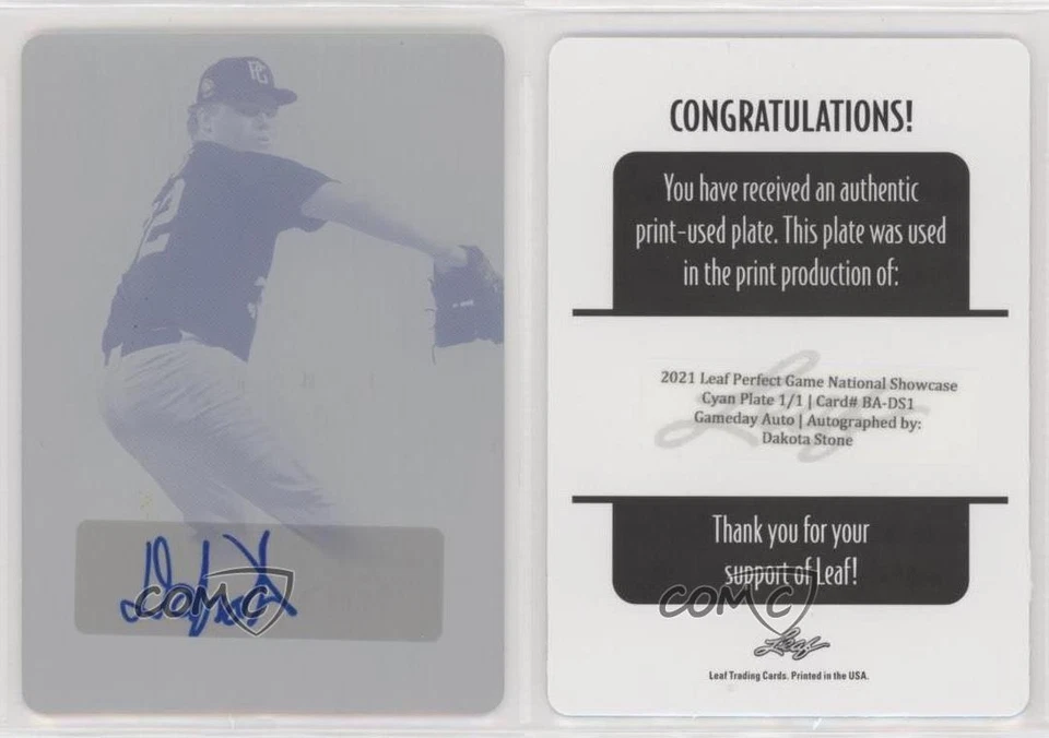 2021 Leaf Perfect Game National Showcase 1/1 Dakota Stone #BA-DS1 Auto nd3 - Image 3 of 3