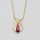 Vintage Monet Pendant Necklace Gold tone Estate Costume Jewelry 16"