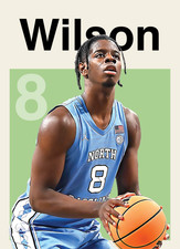 Caleb Wilson North Carolina Tarheels Artist Signed Basketball Art Card 1/10