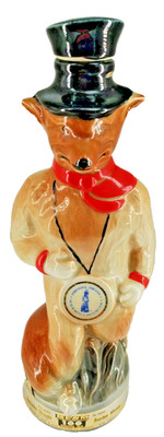 Jim Beam Trophy Top Hat Fox Red Scarf Wrist Band 1974 Whiskey Decanter Empty B2