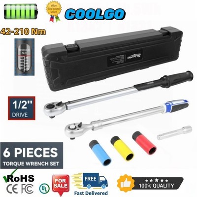 Torque Wrench 42-210Nm 1/2'' Ratchet Torque Wrench Socket Set with 17,19,21m