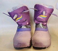 Girls Size 1 Snow Boots Unicorn lined with soft faux fur