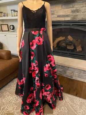 Bee Darlin PROM/FORMAL Dress Black Floral Spaghetti Strap, Pockets Size 5/6 *** | eBay Bee Darlin PROM/FORMAL Dress Black Floral Spaghetti Strap, Pockets Size 5/6 *** | eBay