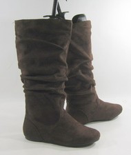 NEW Brown Flat Slouch Round Toe Knee Boots WOMEN Size 6.5