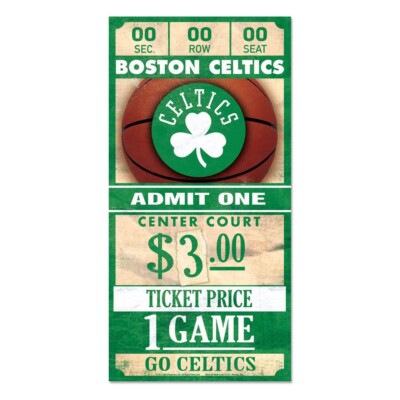 BOSTON CELTICS Official NBA Ticket Style Admit One 6x12 Wood