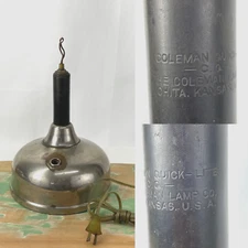 Antique Vtg Coleman C.Q. Quick-Lite Gas Lamp (Electrified) For PARTS or REPAIR