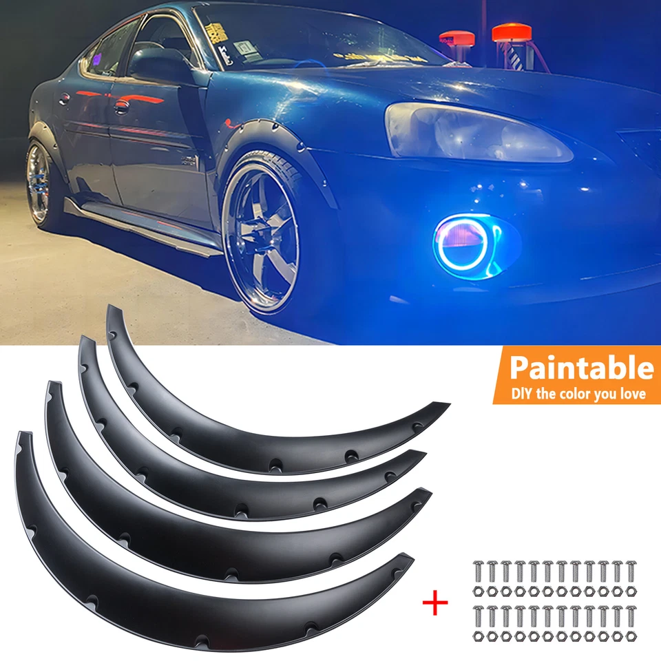 4pc Black Plastic Universal Wheel Arch Fender Flare Set 3.5in 90mm 35in Length Foto 2 de 4