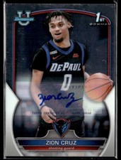 2022-23 Bowman Chrome University Prospect Autographs Zion Cruz Auto DePaul Blue