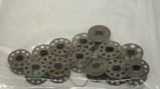 Lot of 13 vintage bobbins, 9 with 10 holes, 2 with 7 holes and 2 with 1 hole