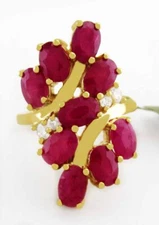 GENUINE 5.40 Cts RUBIES & WHITE SAPPHIRES RING .925 SILVER - New With Tag