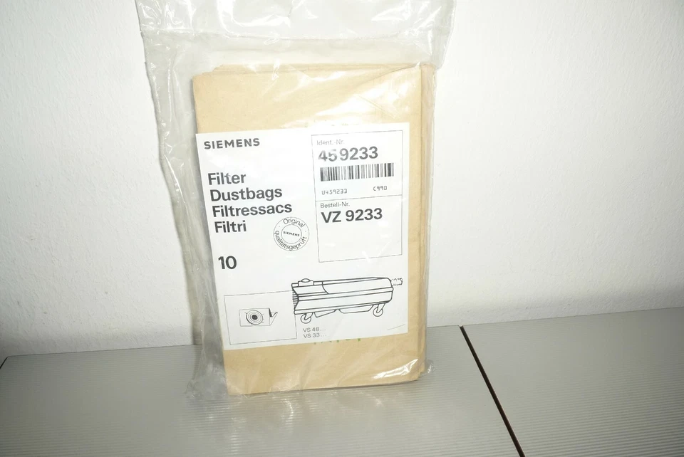 10 Staubsaugerbeutel Ident.-Nr. 459233 Bestellnr. VZ9233 Siemens VS48... VS33...
