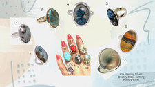 Unusual Gemstones Rings with 925 Sterling Silver in Bezel-Setting  Allergy-free