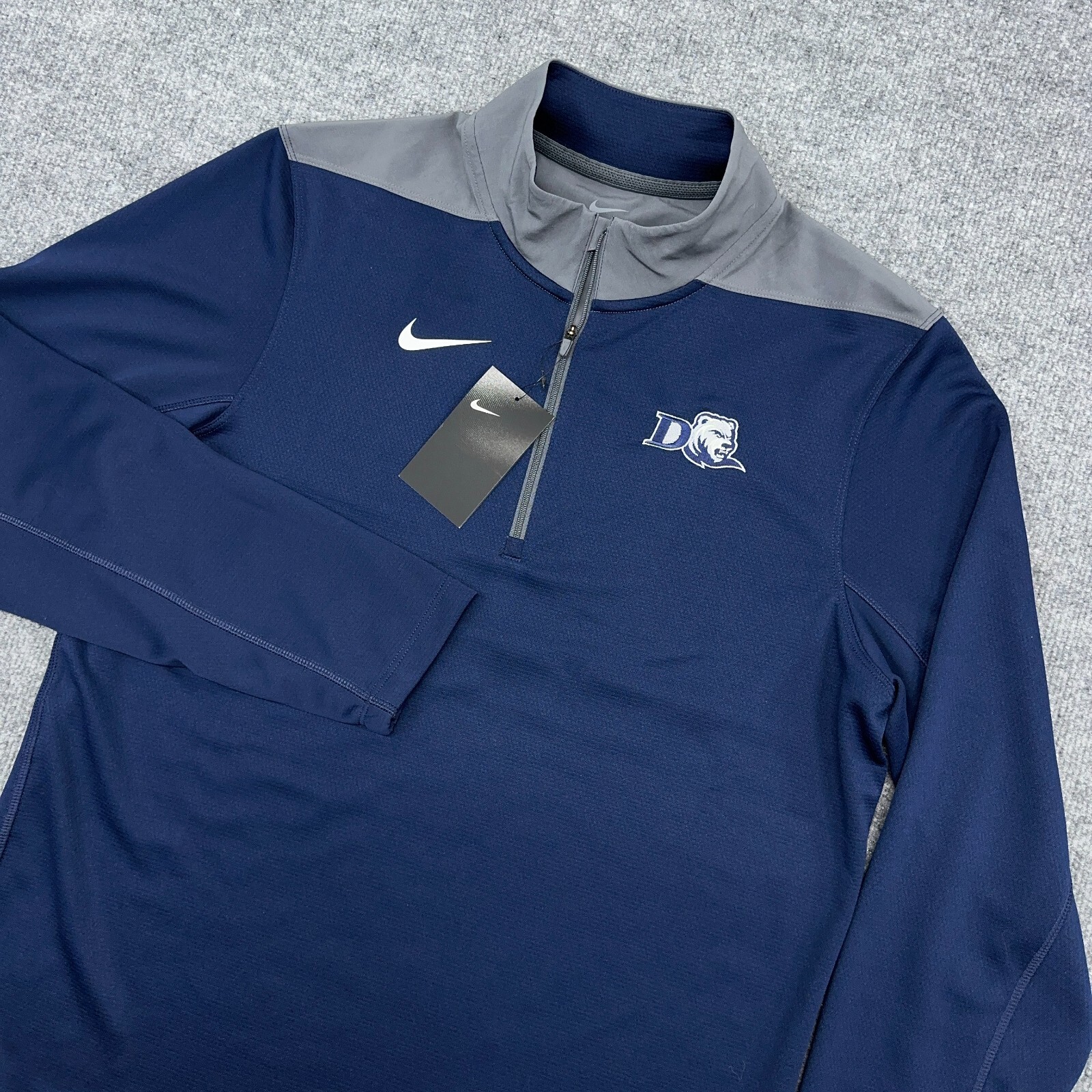 Nike Shirt Mens M Navy Drew University Rangers Bear Dri-FIT 1/4 Zip Performance