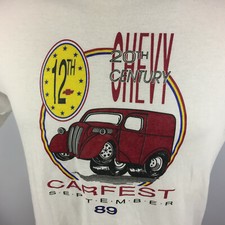 Vintage 80s Carfest Hot Rod Chevrolet Chevy Custom Race Racing T Shirt Thin 5050