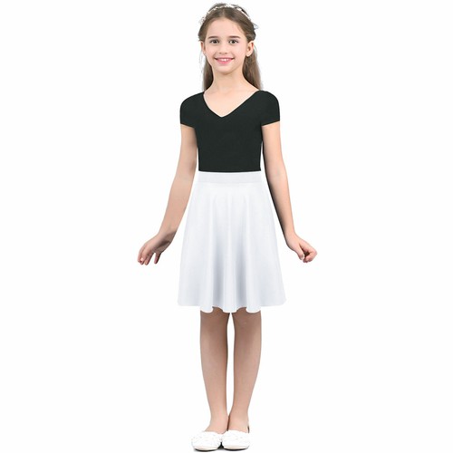 Girls Stretchy Midi Skirts Knee Length Full A-Line Skater Skirt School Uniform - Picture 26 of 37