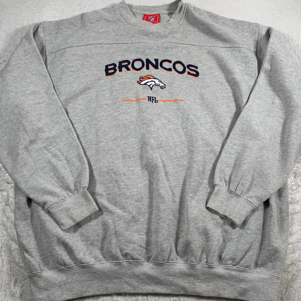 Denver Broncos Sweatshirt Mens Extra Large Gray Pullover Football