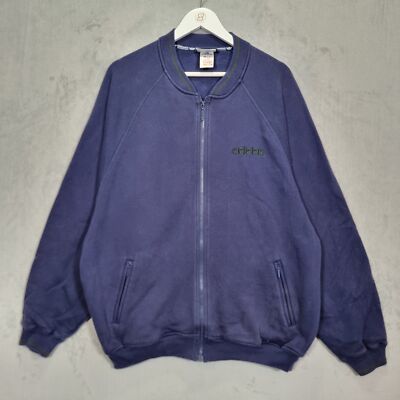 Vintage Adidas Bomberjacke Herren XL Blau Big Trefoil Logo Y2k Reißverschluss