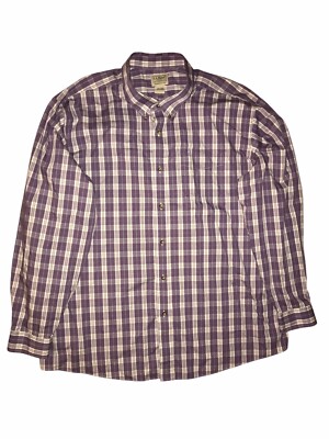 LL Bean Shirt Mens 3XL Purple Plaid Traditional Fit Long Sleeve Button Down C57