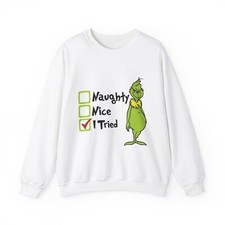 Naughty Nice I Tried Funny Christmas Unisex Sweatshirt, Holiday Jumper, Xmas