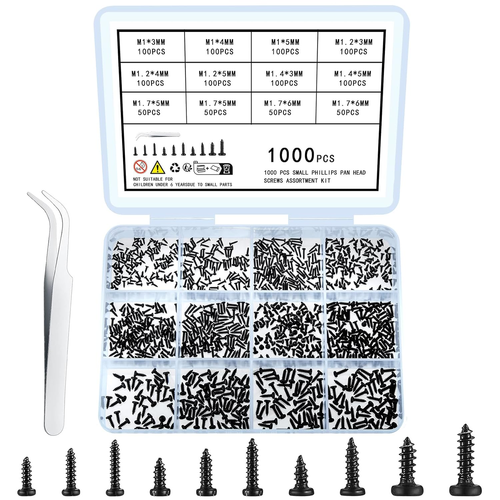 1000 Pcs Small Pan Head Screws Assortment Kit, Micro Tiny Electronic Self-Tappin - Picture 8 of 12