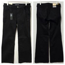 85 Ariat Womens Jeans Trouser Mid Rise Forever Wide Leg Pant 31 Black 10033566