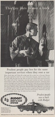 1966 Budget Rent A Car - Chevy Impala - Prudent Guy Save Buck- Magazine Print Ad