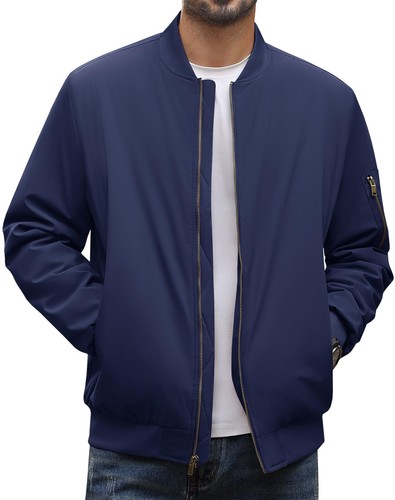 Men's Windbreaker Bomber Jackets Casual Warm Padded Lightweight Pilot Work Coats - Picture 35 of 76