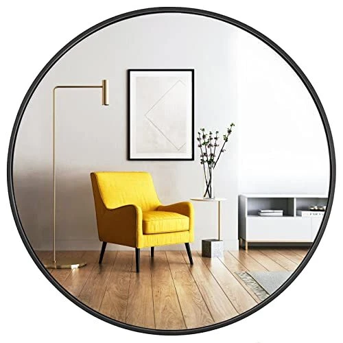 Black round wall mirror deals
