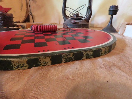 Handmade Primitive Wood Wooden Watermelon Checkerboard Folk Art Farmhouse - Picture 4 of 5