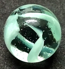 Vitro Agate Marble 6 Vane Caged Cat Eyes White Light Blue Translucent Base .620"
