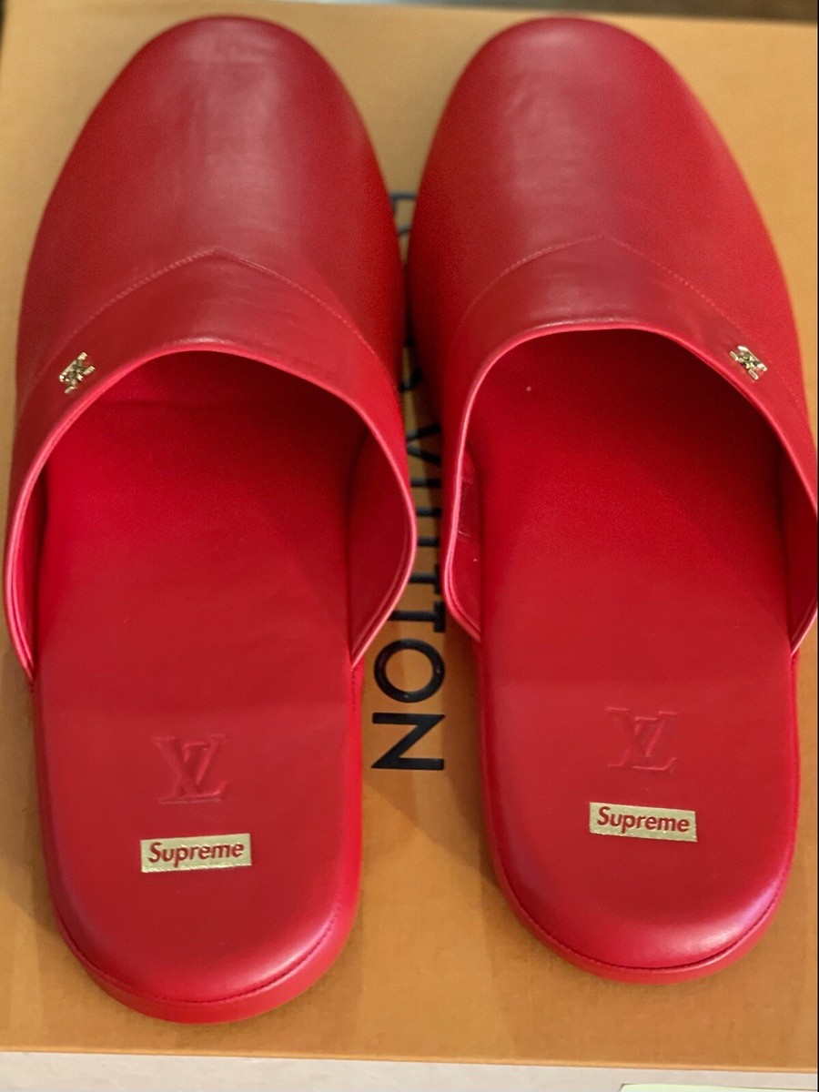 RARE LOUIS VUITTON x SUPREME Red Hugh Slipper LVsize 11 = US 12 | eBay