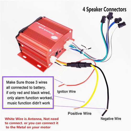 UTV,ATV, Anti Theft Speakers USB Audio System Stereo Bluetooth Remote US STOCK - 第 7/11 張圖片